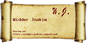 Widder Joakim névjegykártya
